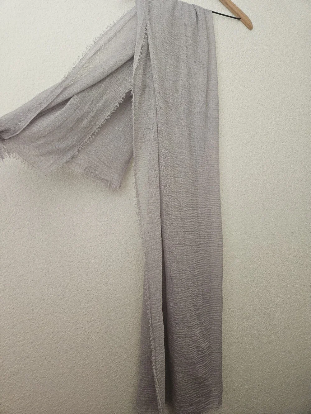 muslin cotton raw hem gray scarf